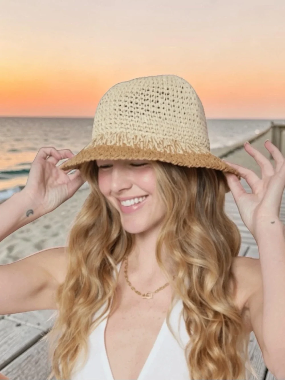 Eugenia Kim BAILEY Paper Crochet Bucket Hat - Ivory/Natural BRAND NEW $165 MSRP - Picture 3 of 11